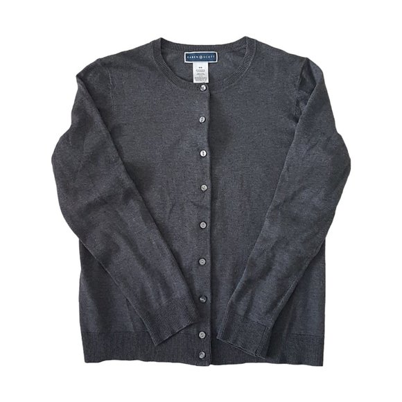 Karen Scott Sweaters - KAREN SCOTT Cardigan Sweater Crew Neck Button Down Gray Grey Size Medium Size M